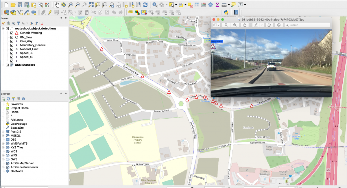 Machine vision integrated with GIS